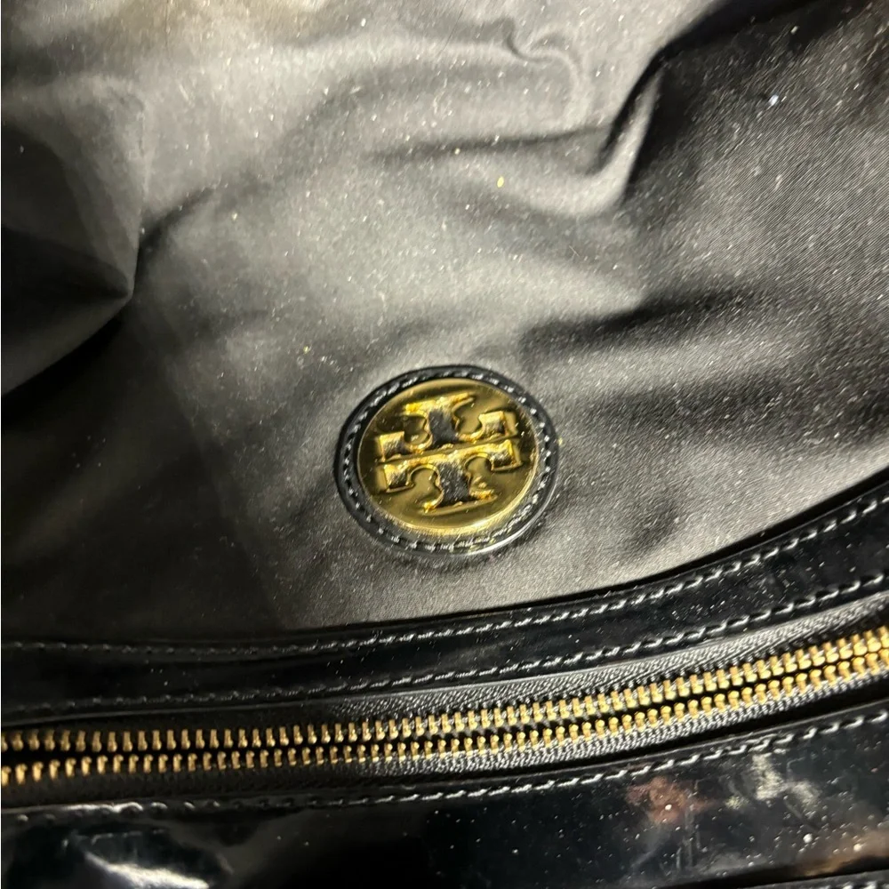 Tory Burch Bombe Black Patent Leather Tote